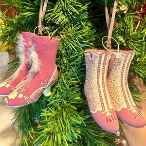 Cowgirl boot ornaments set of two! Unique and fun! (Tree piece not included)